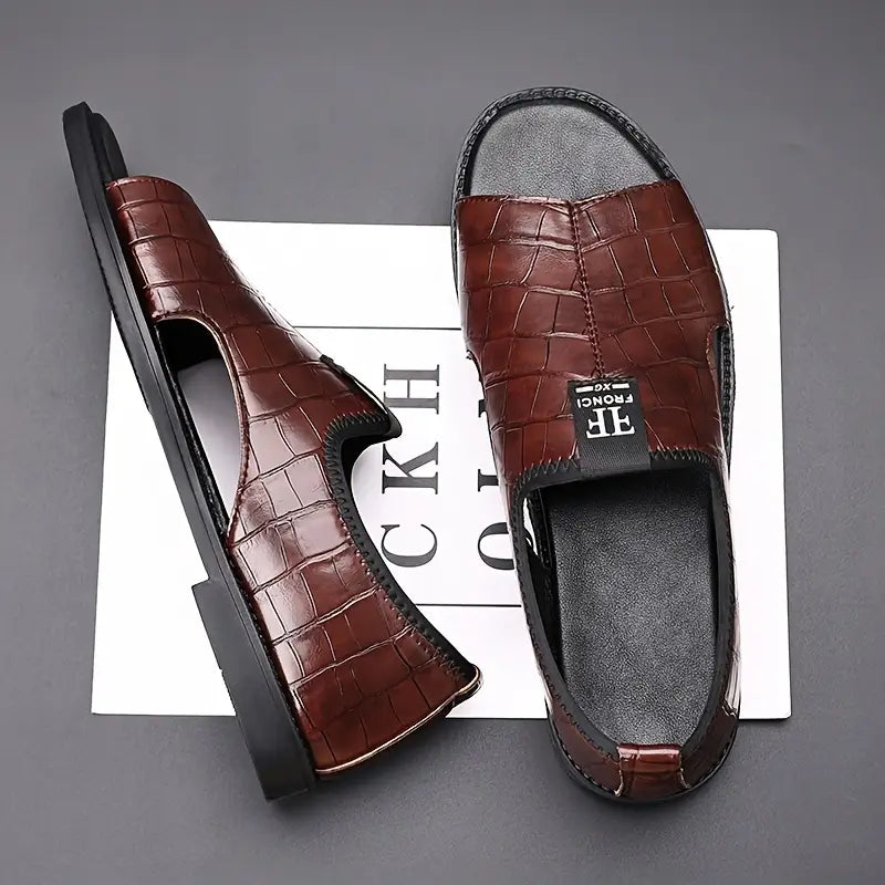 Sandales homme cuir texturé confort & élégance Italian Leather 2026💎