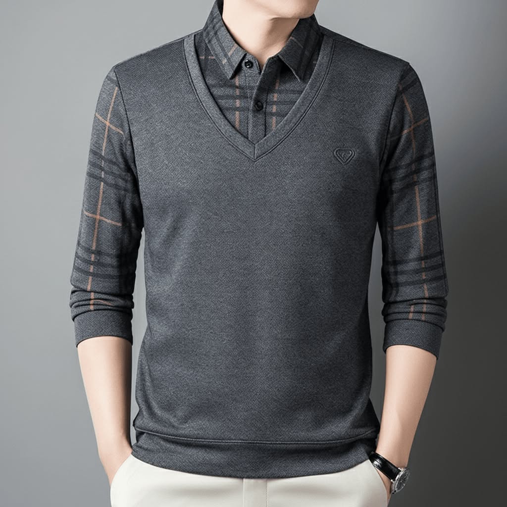 Fake-two Piece Polo Professionnel Style 2026✨