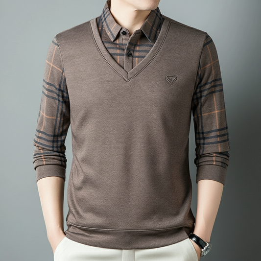 Fake-two Piece Polo Professionnel Style 2026✨