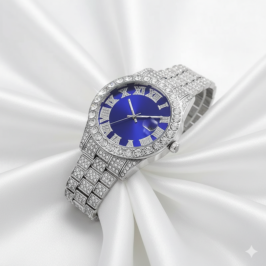 Men’s Luxury Blue Dial Diamond Watch🎁