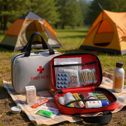 Compact Red First Aid Kit for Home, Car & Travel👌