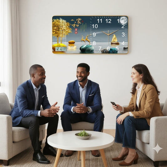 🕰️ Wall Clock of Crystal Porcelain Mura with LCD-2026 ✨